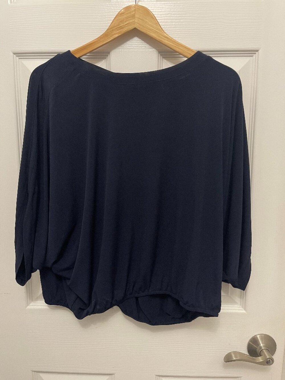 Chico's Navy Blue Draped Boatneck Blouse Top Size 2 / Large 12